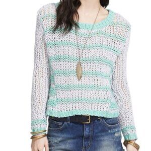 FREE PEOPLE Provence Stripe Knit Pullover Sweater Cloud Combo Small
